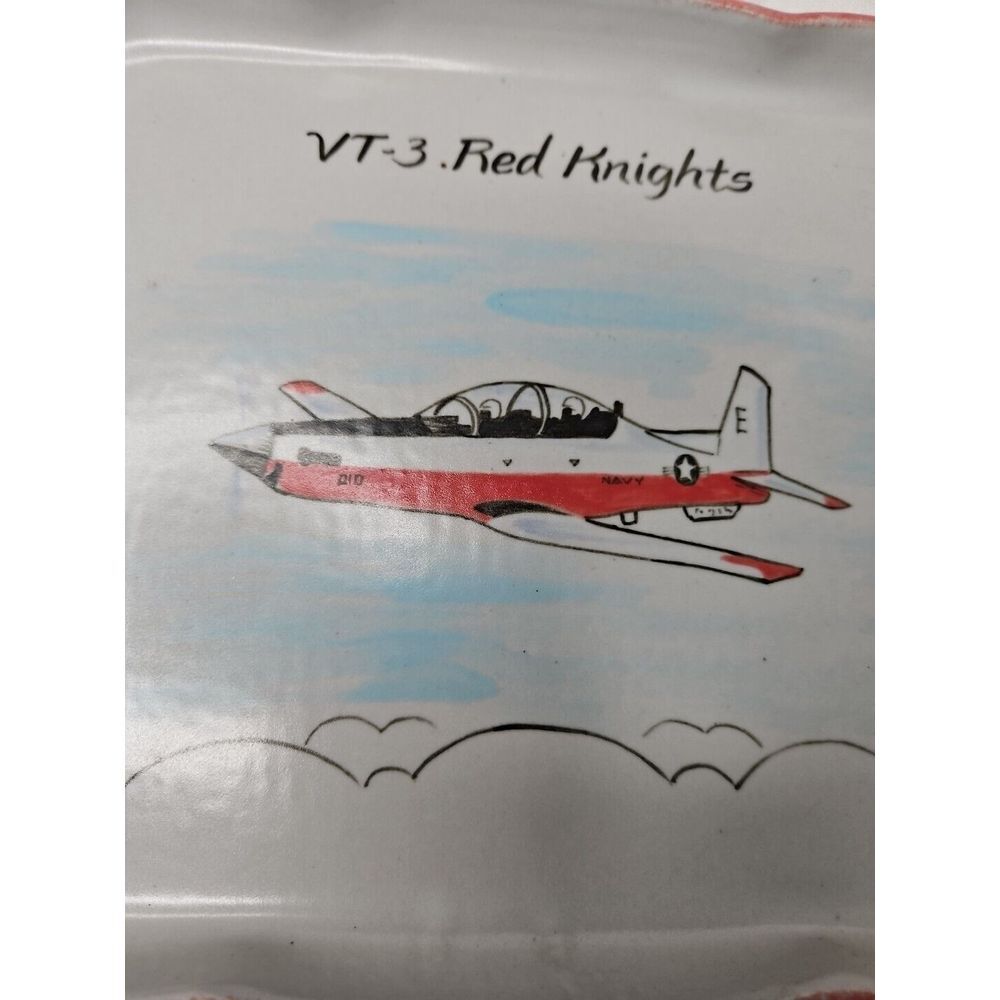 VT-3 RED KNIGHTS U.S. NAVY Naval Aviator Training Squadron Tray Art Pottery‎ - Picture 5 of 12